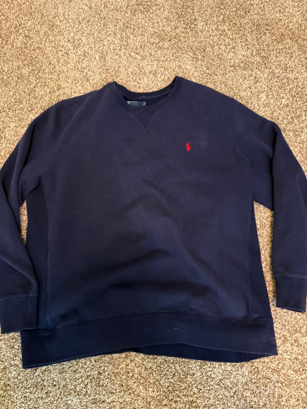 Polo by Ralph Lauren Navy Crewneck with Red Pony Emblem